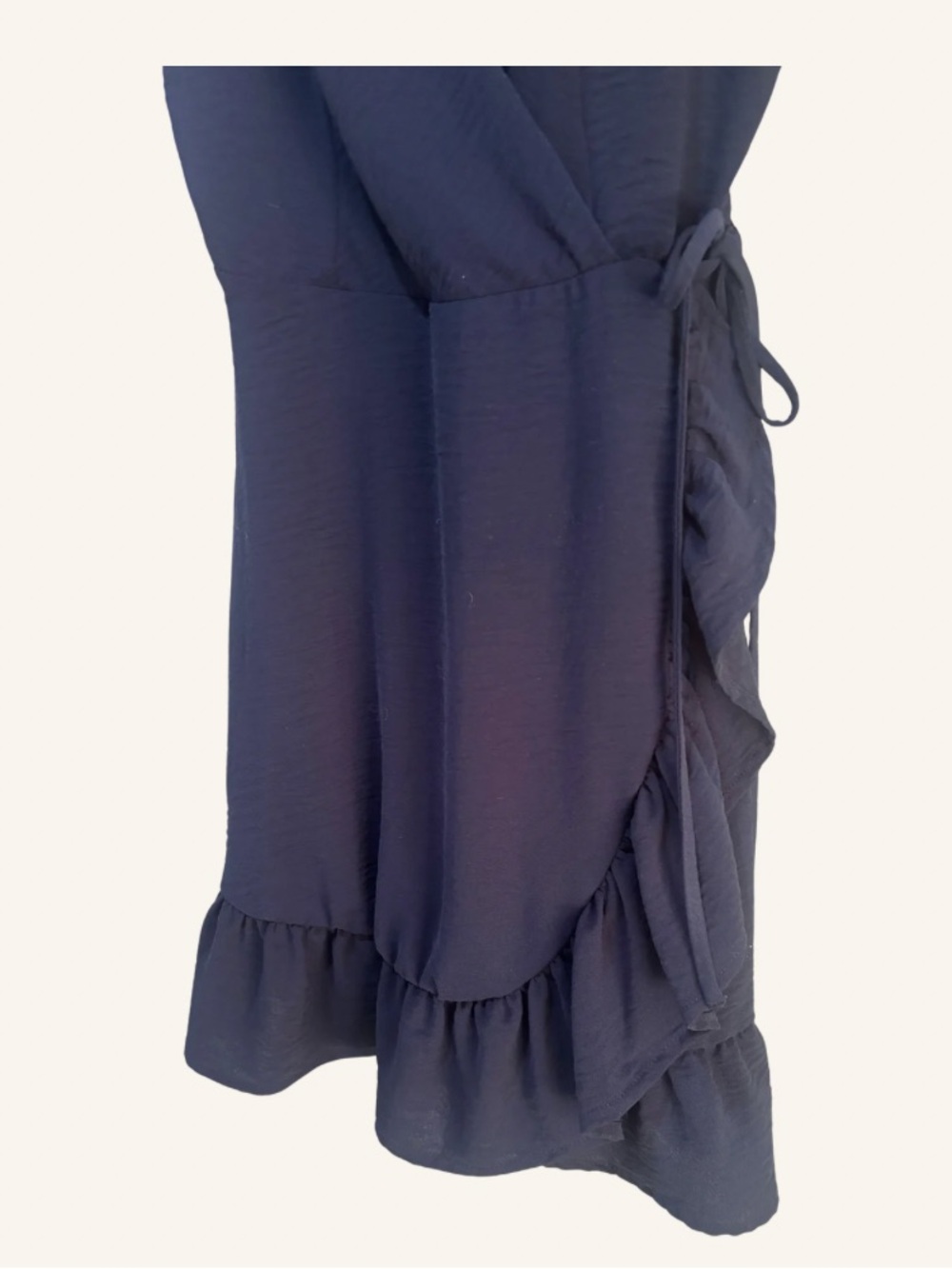 Altar’d State Navy Faux Wrap Ruffle Hem Mini Dress Size Small Adjustable Straps - Picture 5 of 7